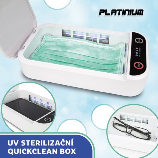 UV sterilizační box na mobily, roušky, respirátory a drobné předměty